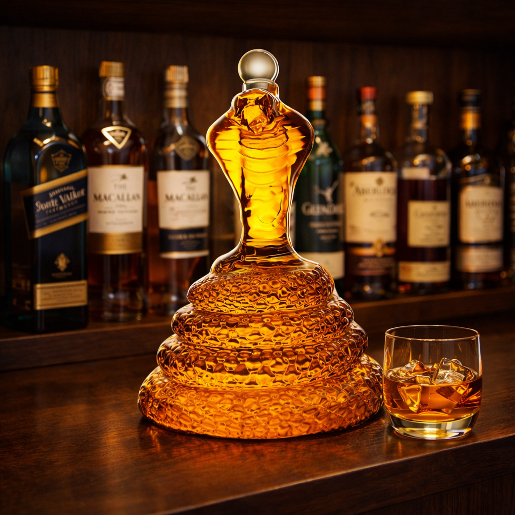 Cobra Whisky Decanter - Sculptural Elegance